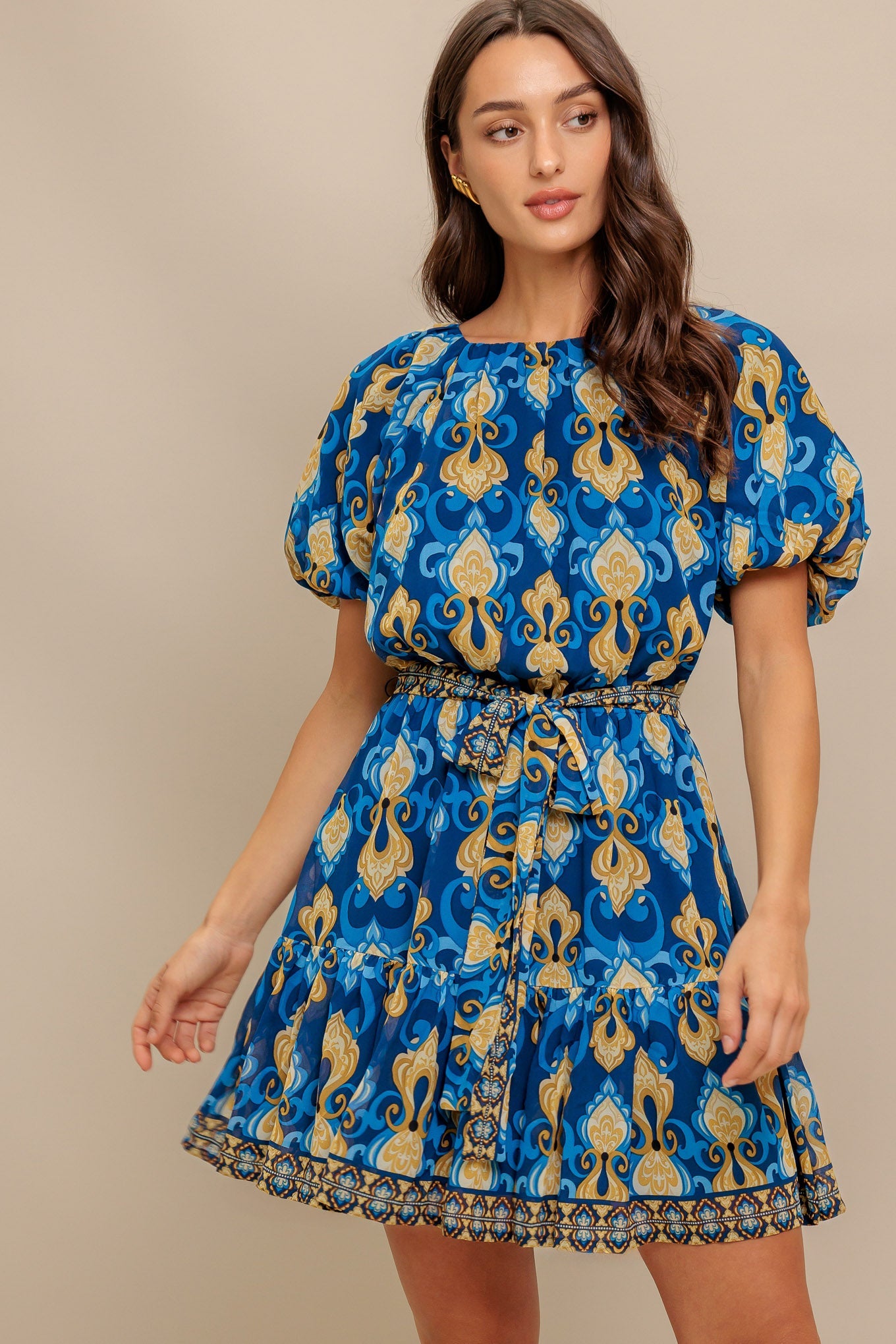 Baroque Breeze Woven Mini Dress