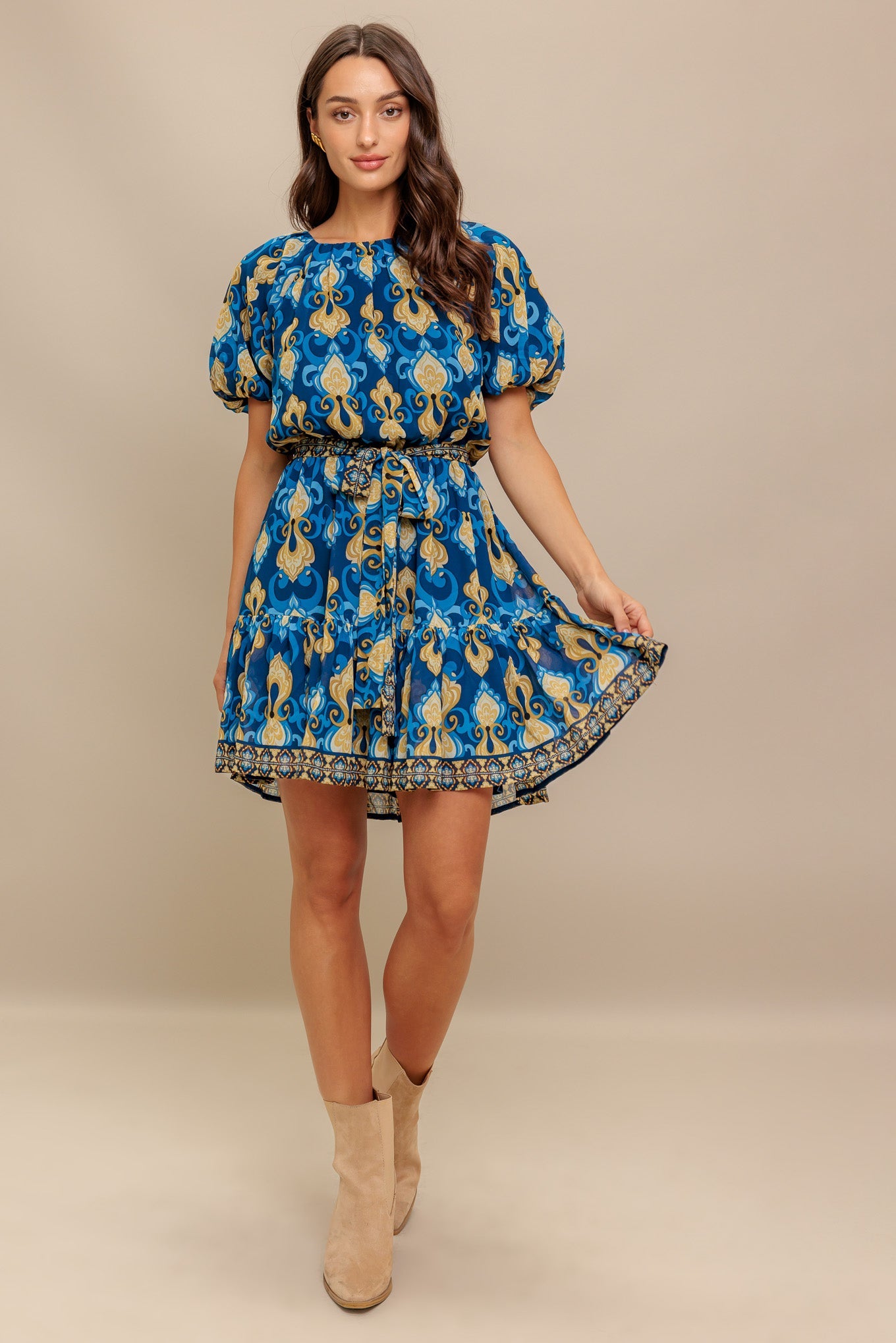 Baroque Breeze Woven Mini Dress