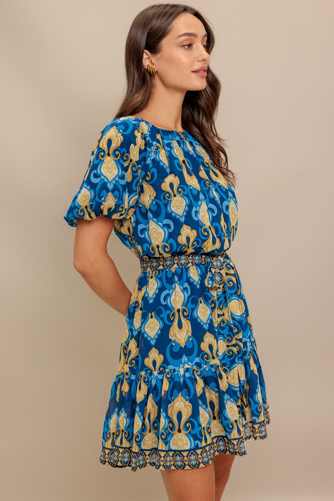 Baroque Breeze Woven Mini Dress