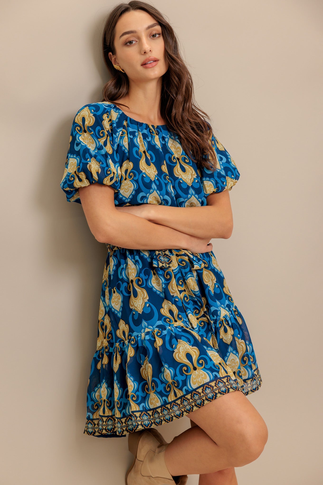 Baroque Breeze Woven Mini Dress