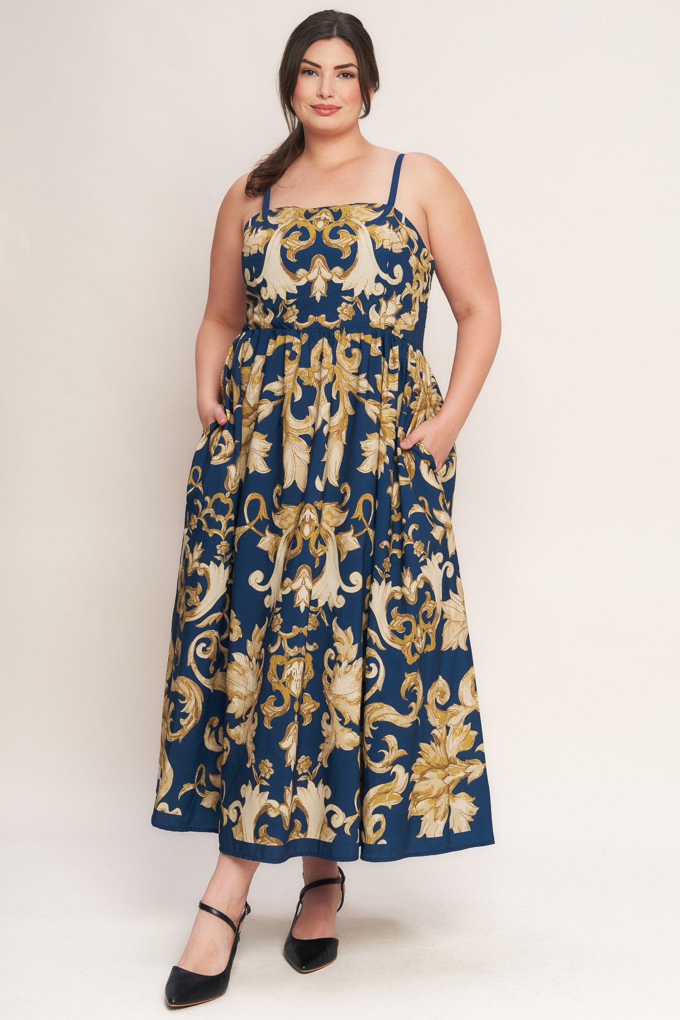 Midnight Blues Collection Woven Midi Dress