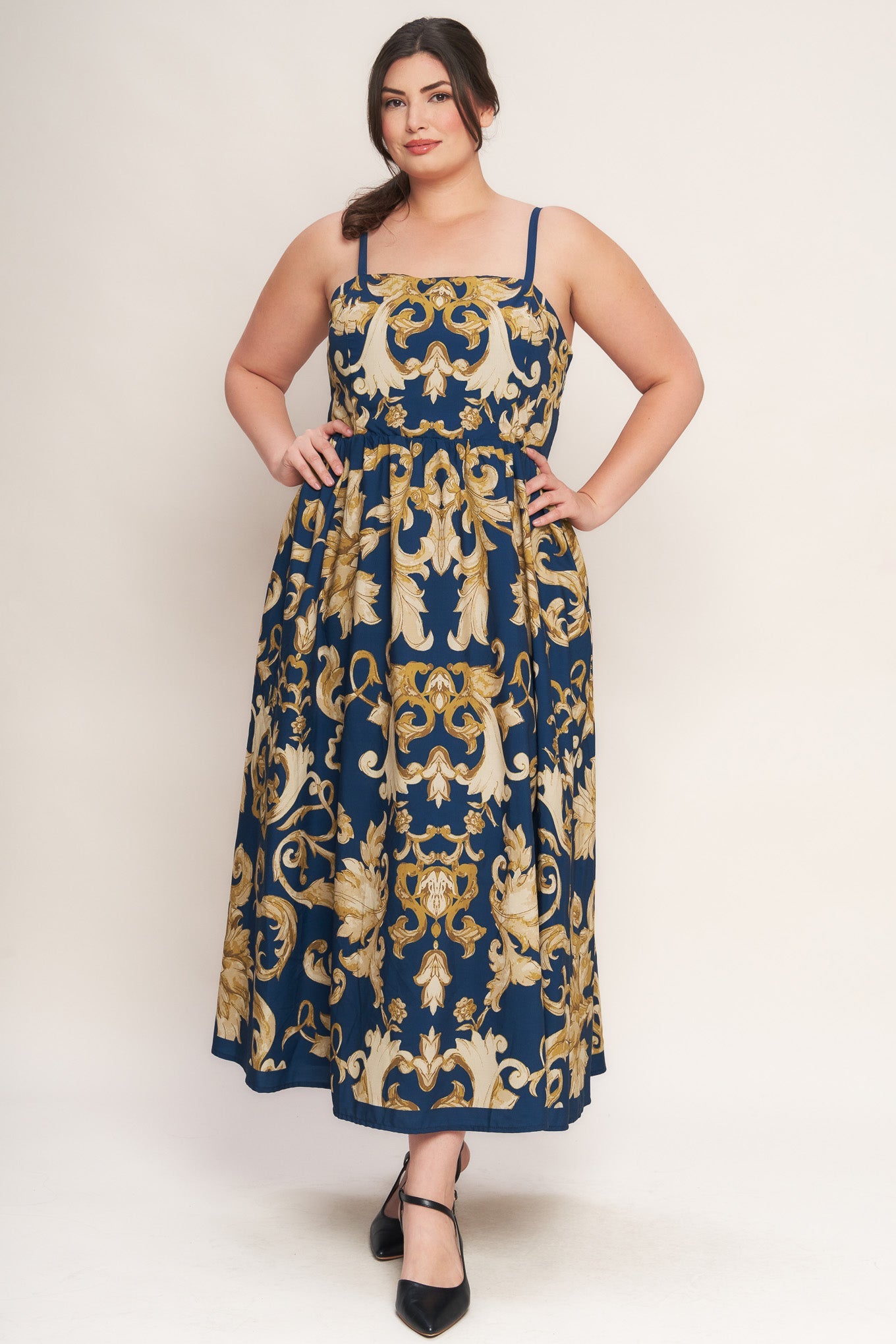 Midnight Blues Collection Woven Midi Dress