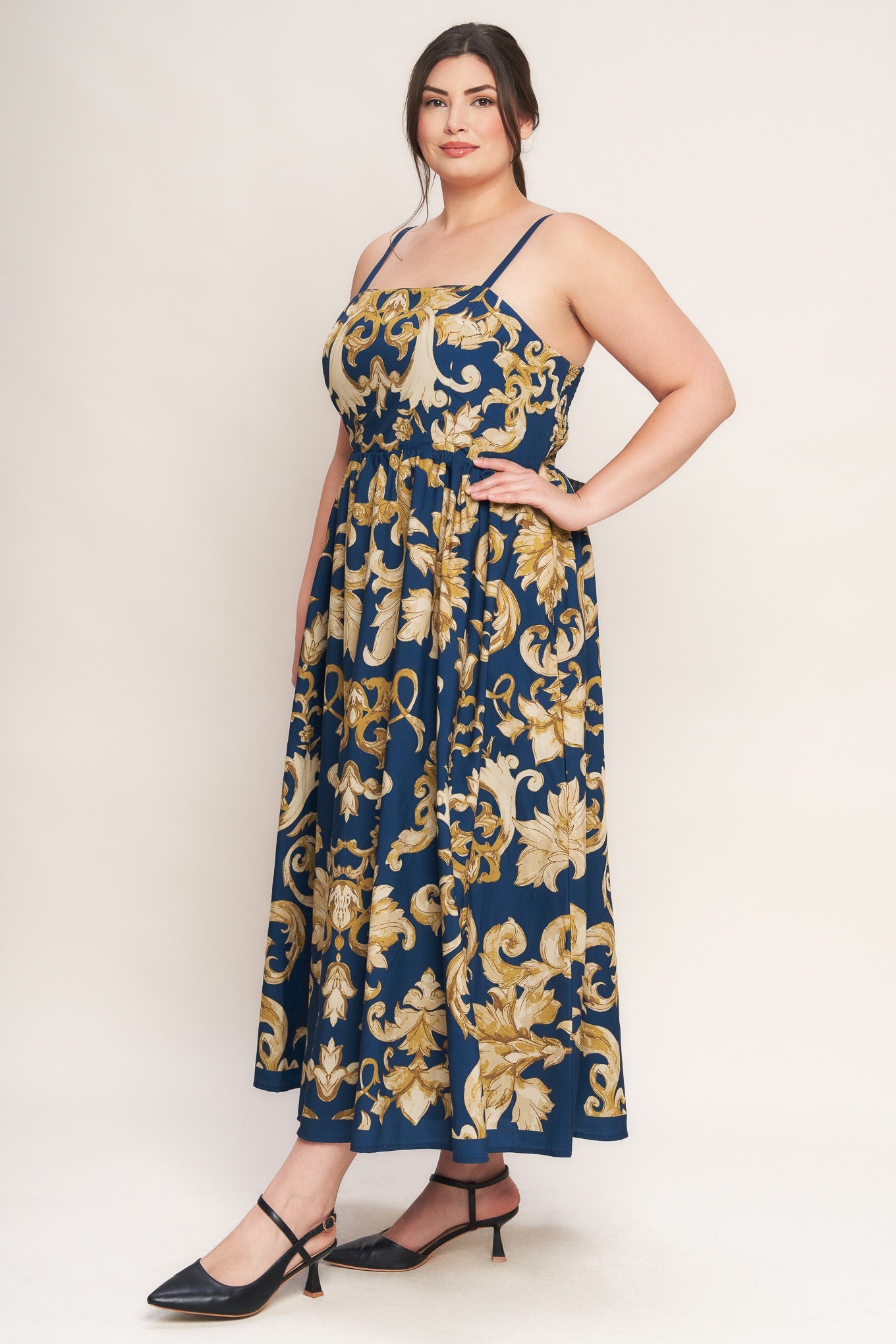 Midnight Blues Collection Woven Midi Dress