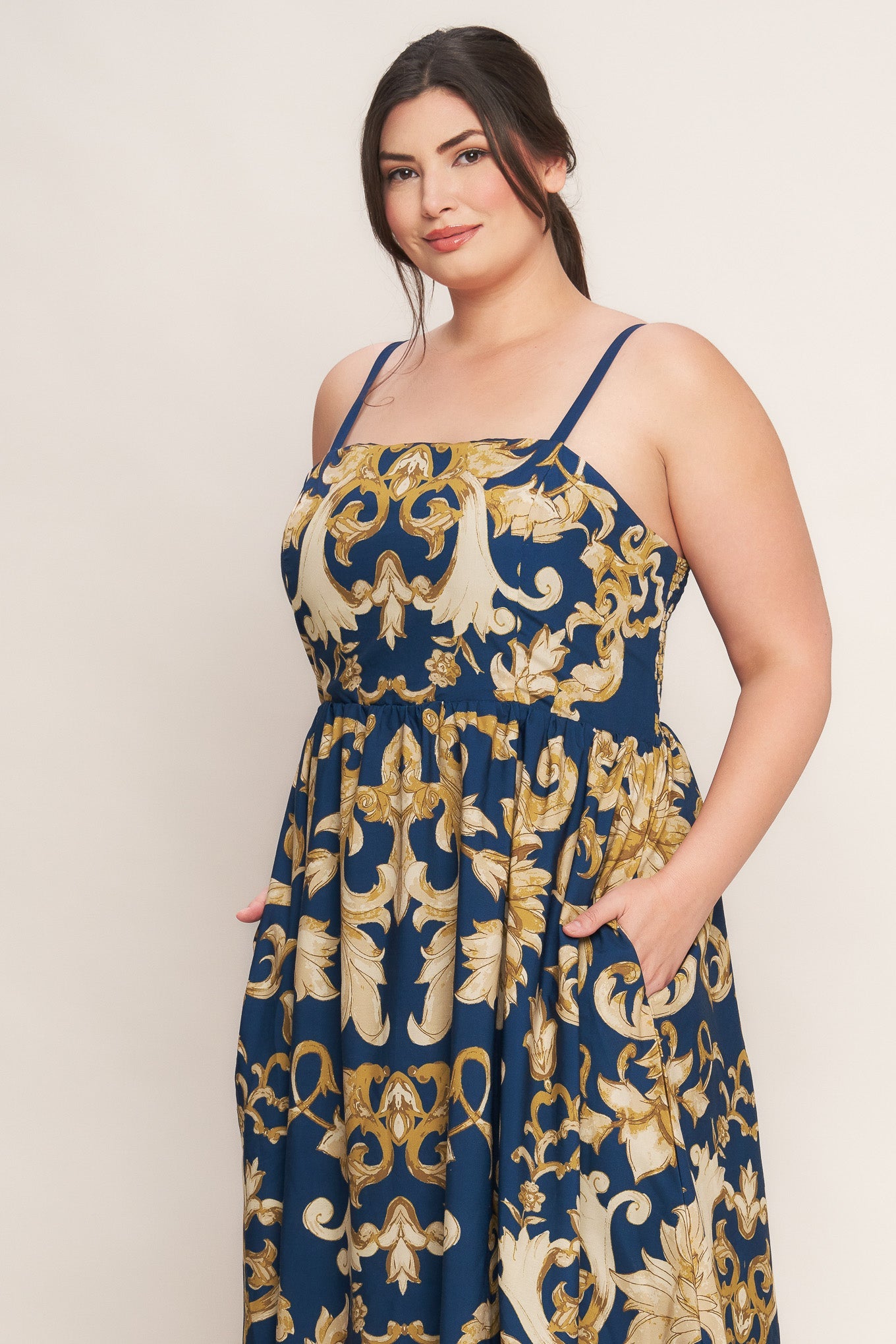 Midnight Blues Collection Woven Midi Dress