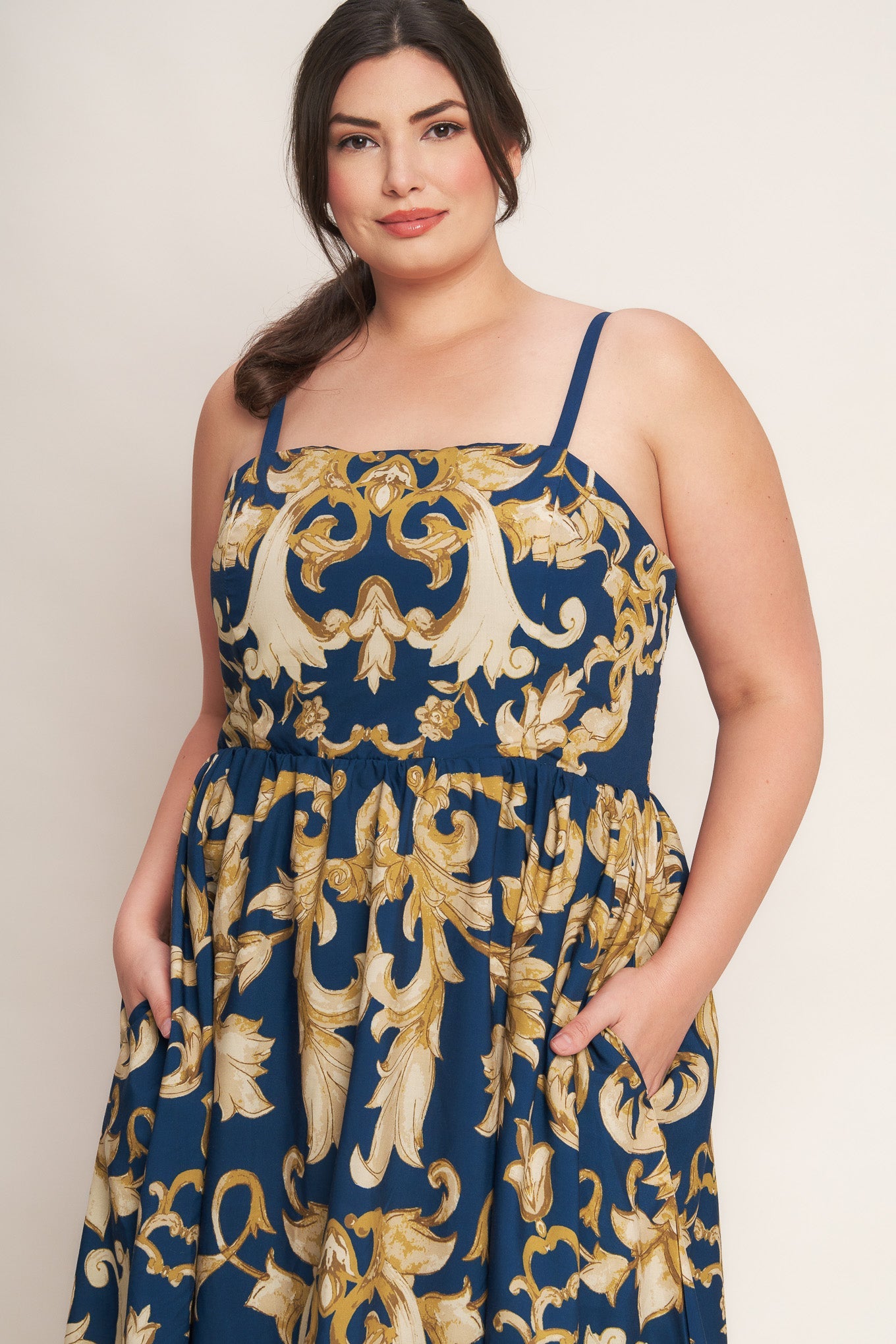 Midnight Blues Collection Woven Midi Dress