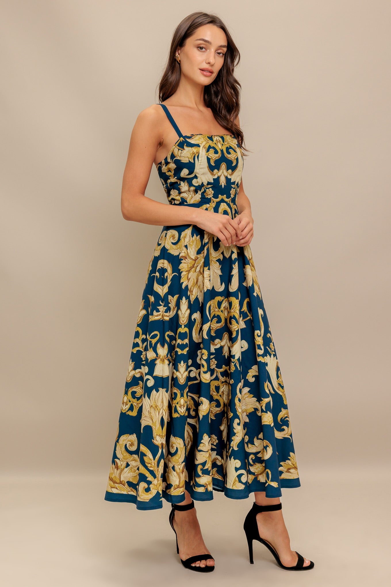 Midnight Blues Collection Woven Midi Dress