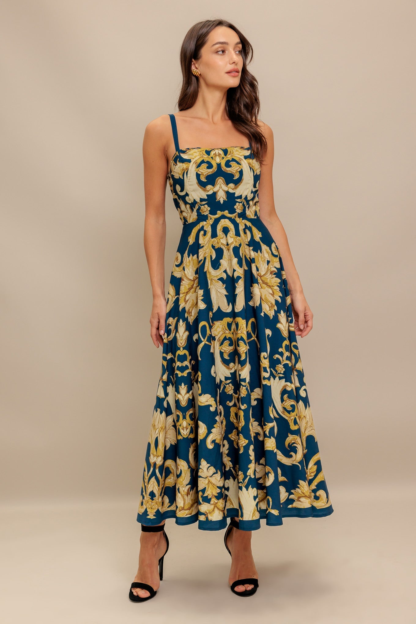 Midnight Blues Collection Woven Midi Dress