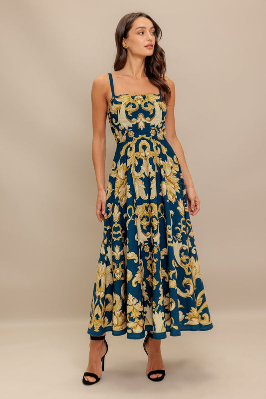 Midnight Blues Collection Woven Midi Dress