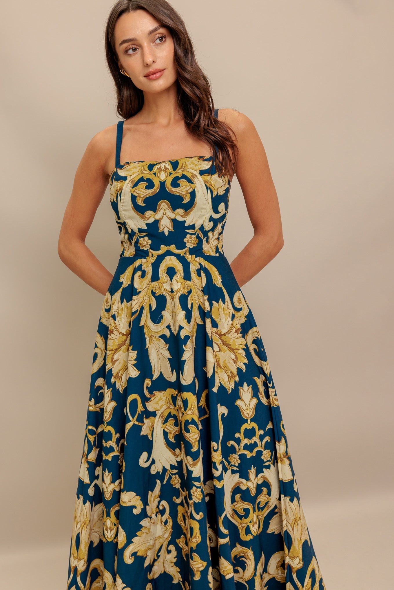 Midnight Blues Collection Woven Midi Dress