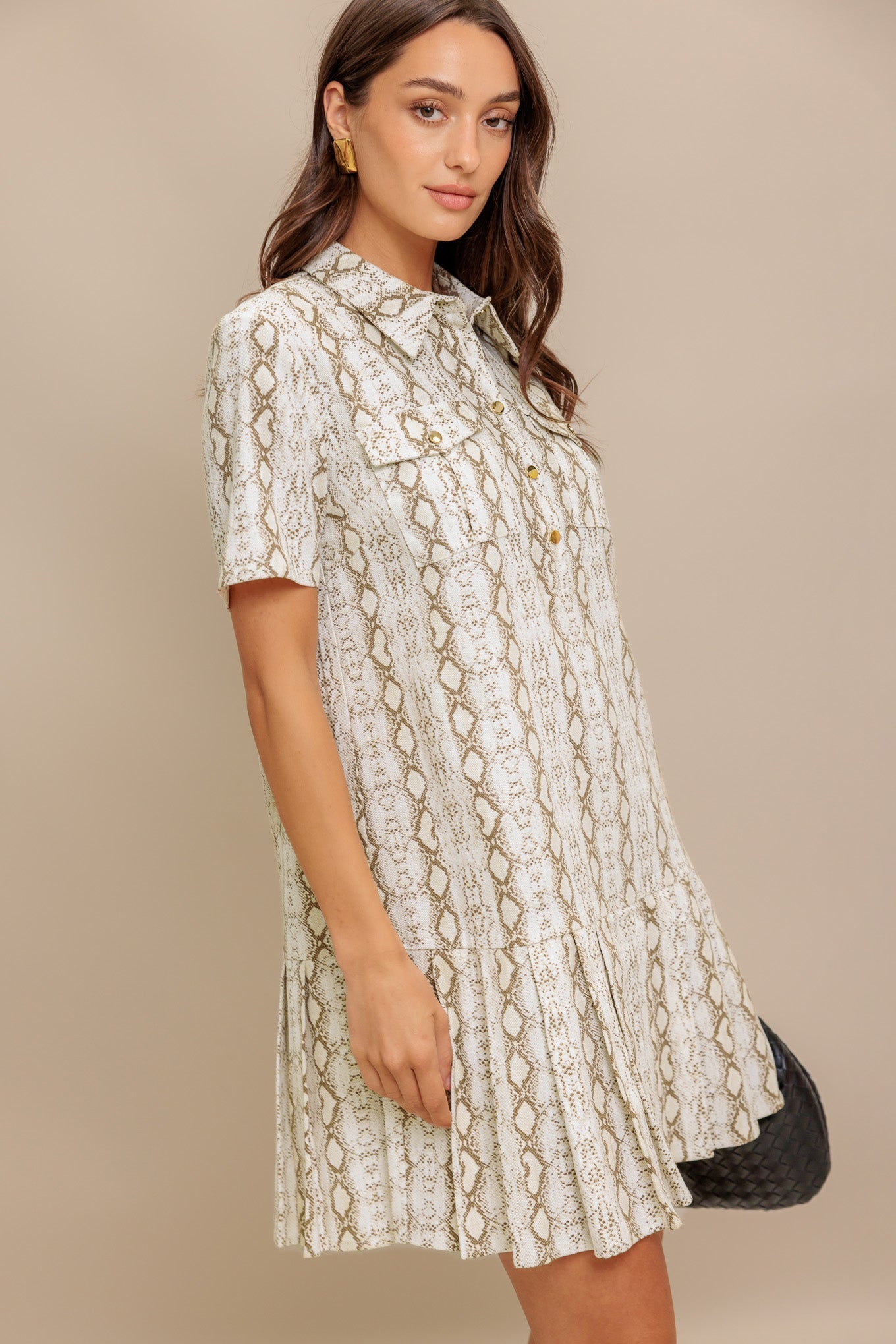 Chic Python Woven Mini Dress