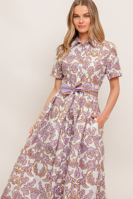 Lavender Mosaic Midi Dress
