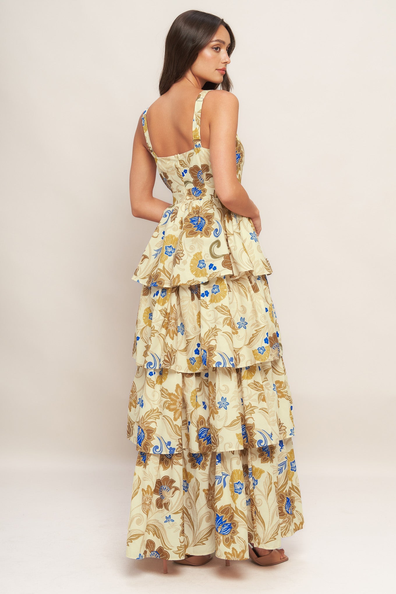 Golden Blossom Maxi Dress