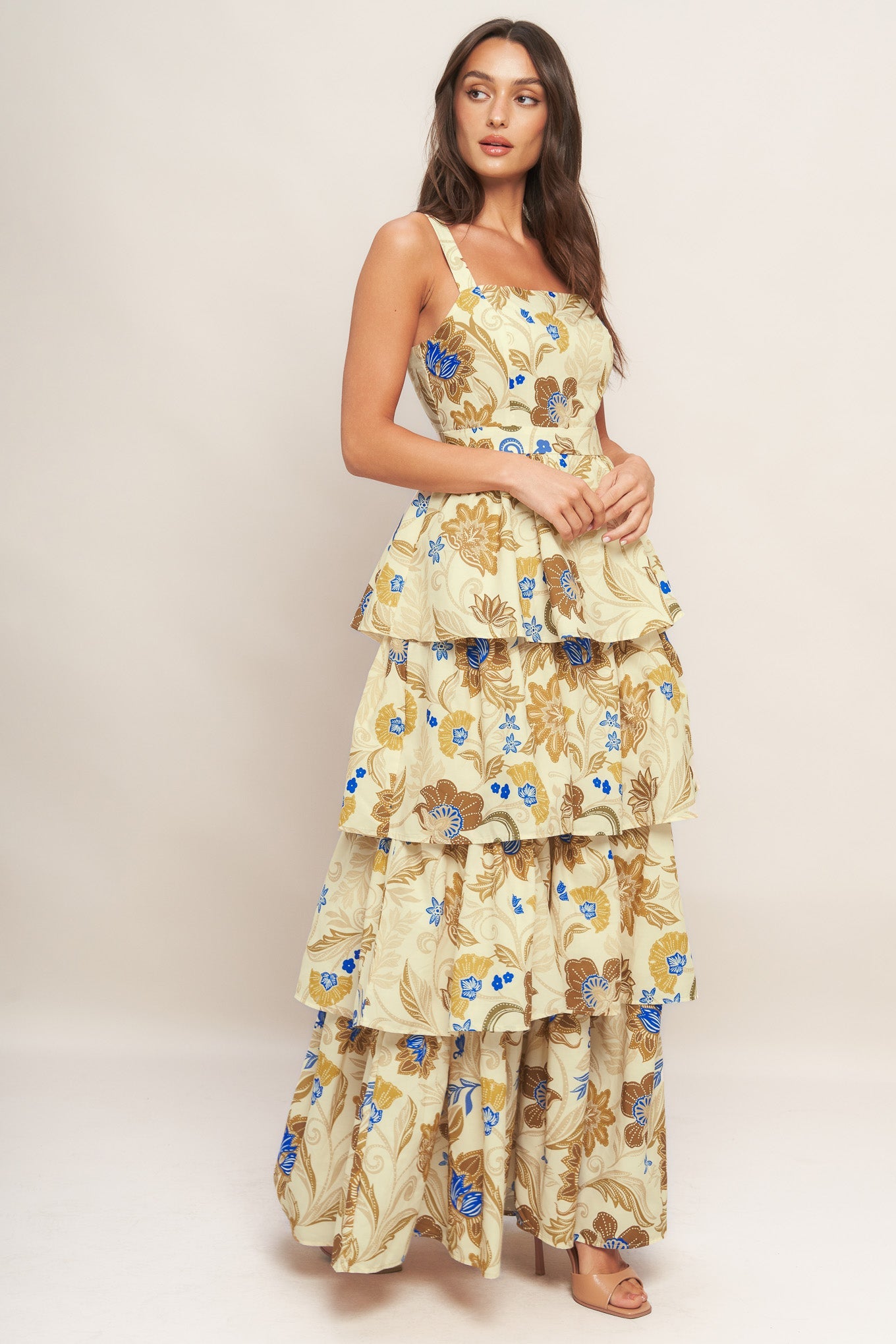 Golden Blossom Maxi Dress