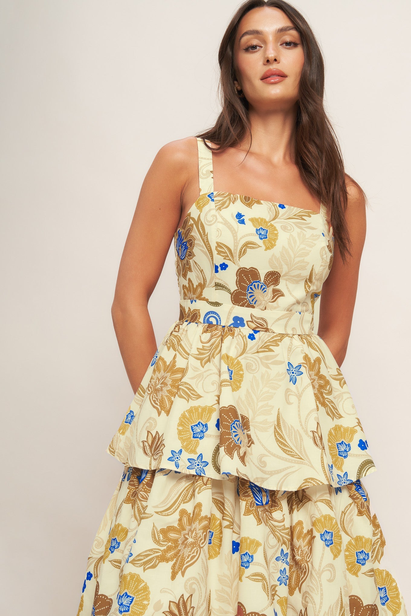 Golden Blossom Maxi Dress