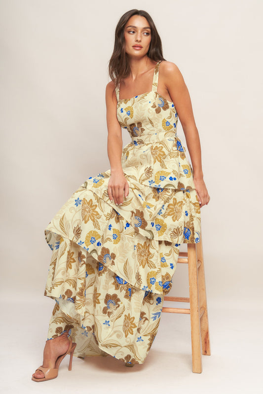 Golden Blossom Maxi Dress