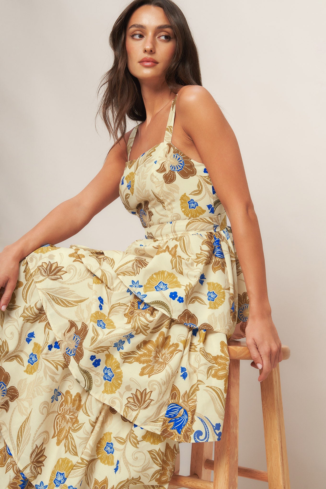 Golden Blossom Maxi Dress