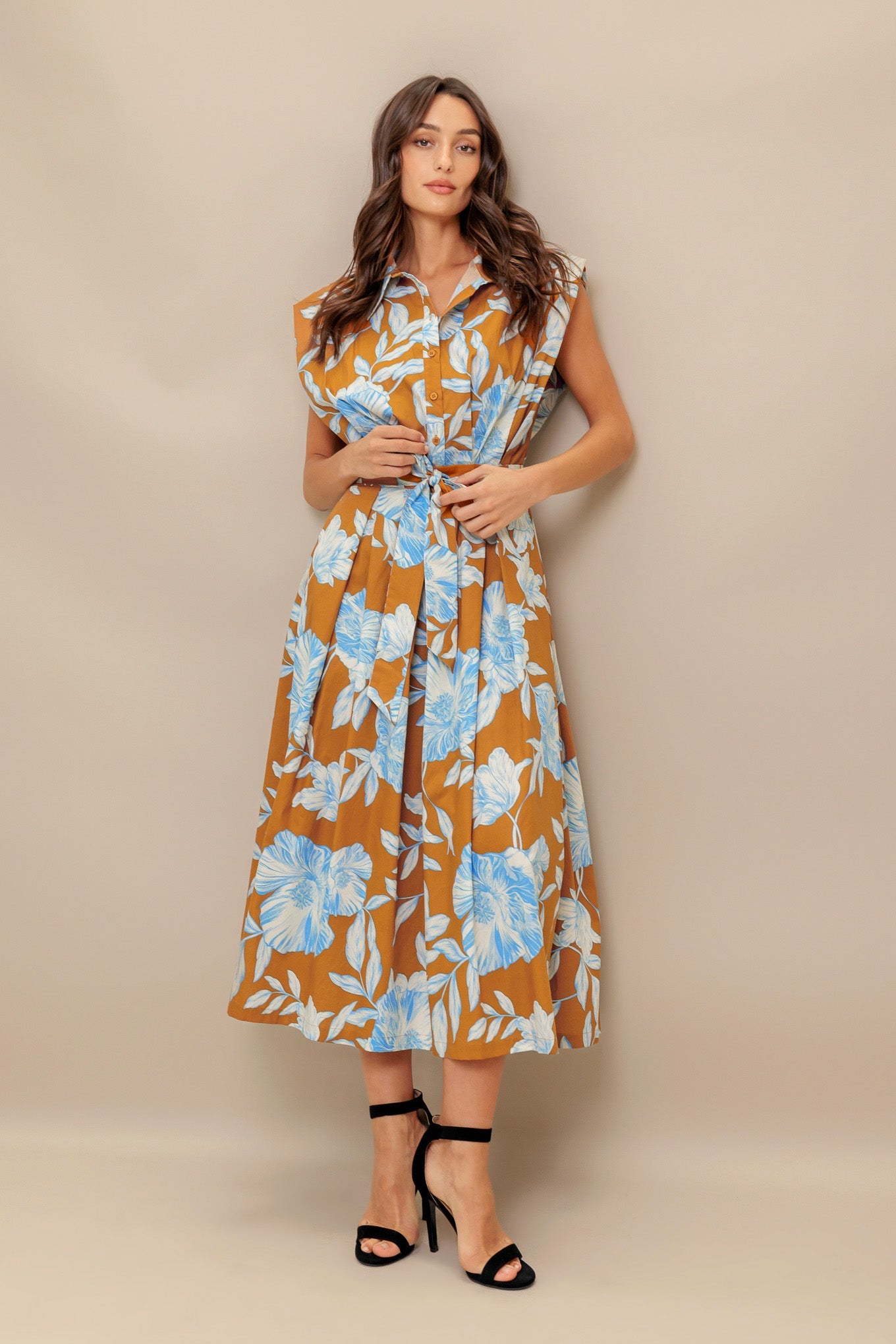 Island Flare Woven Midi Dress