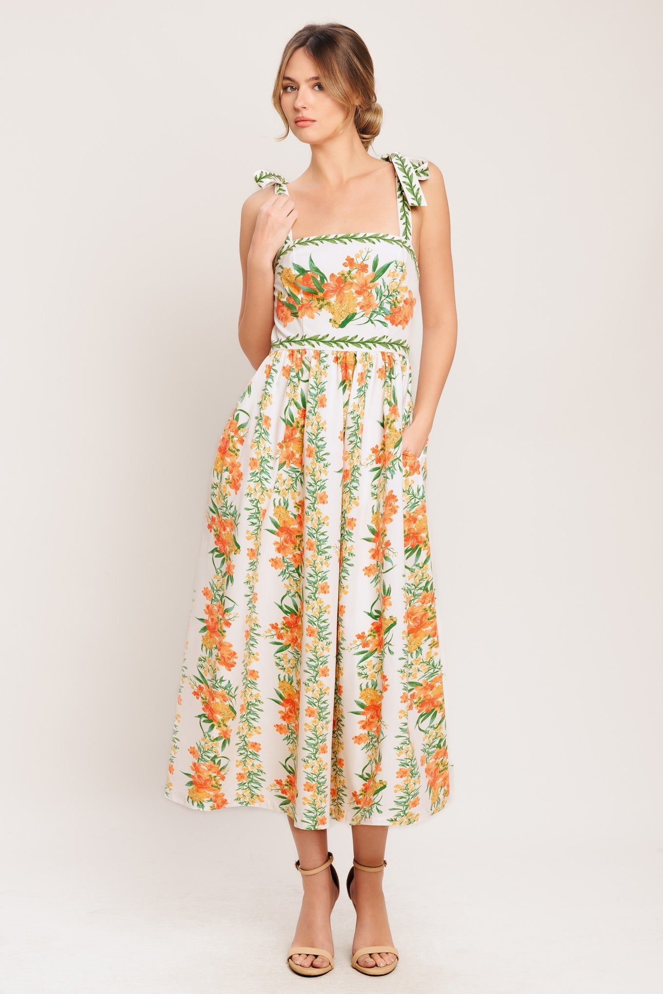Marigold Breeze Woven Midi Dress