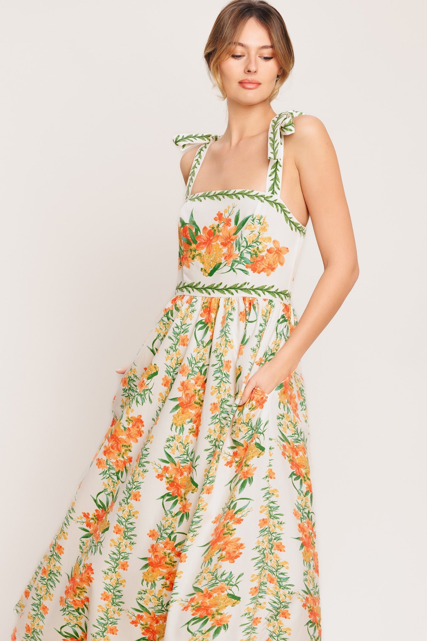 Marigold Breeze Woven Midi Dress