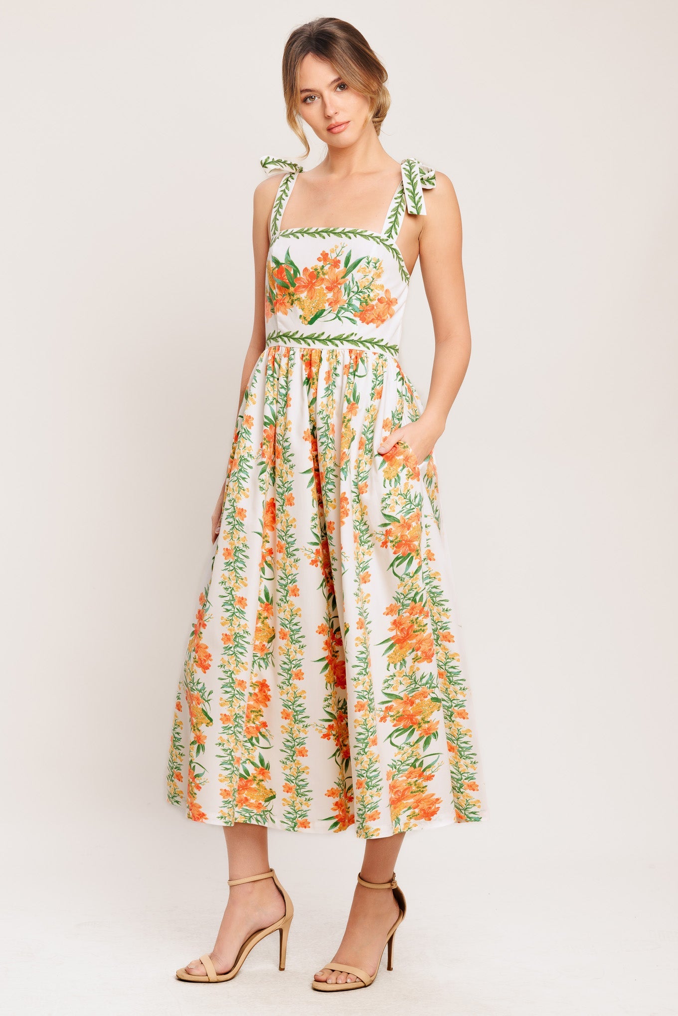 Marigold Breeze Woven Midi Dress