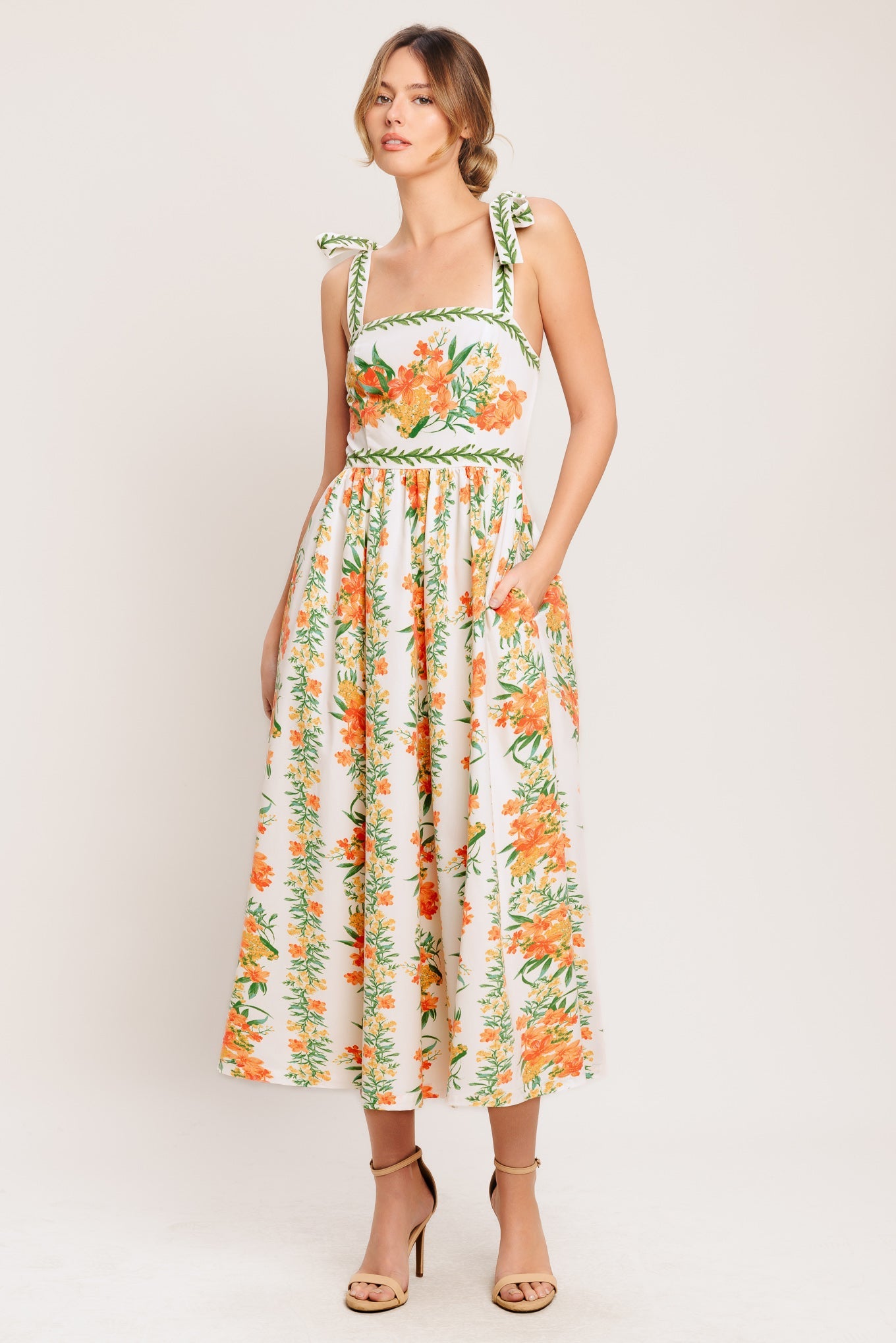 Marigold Breeze Woven Midi Dress
