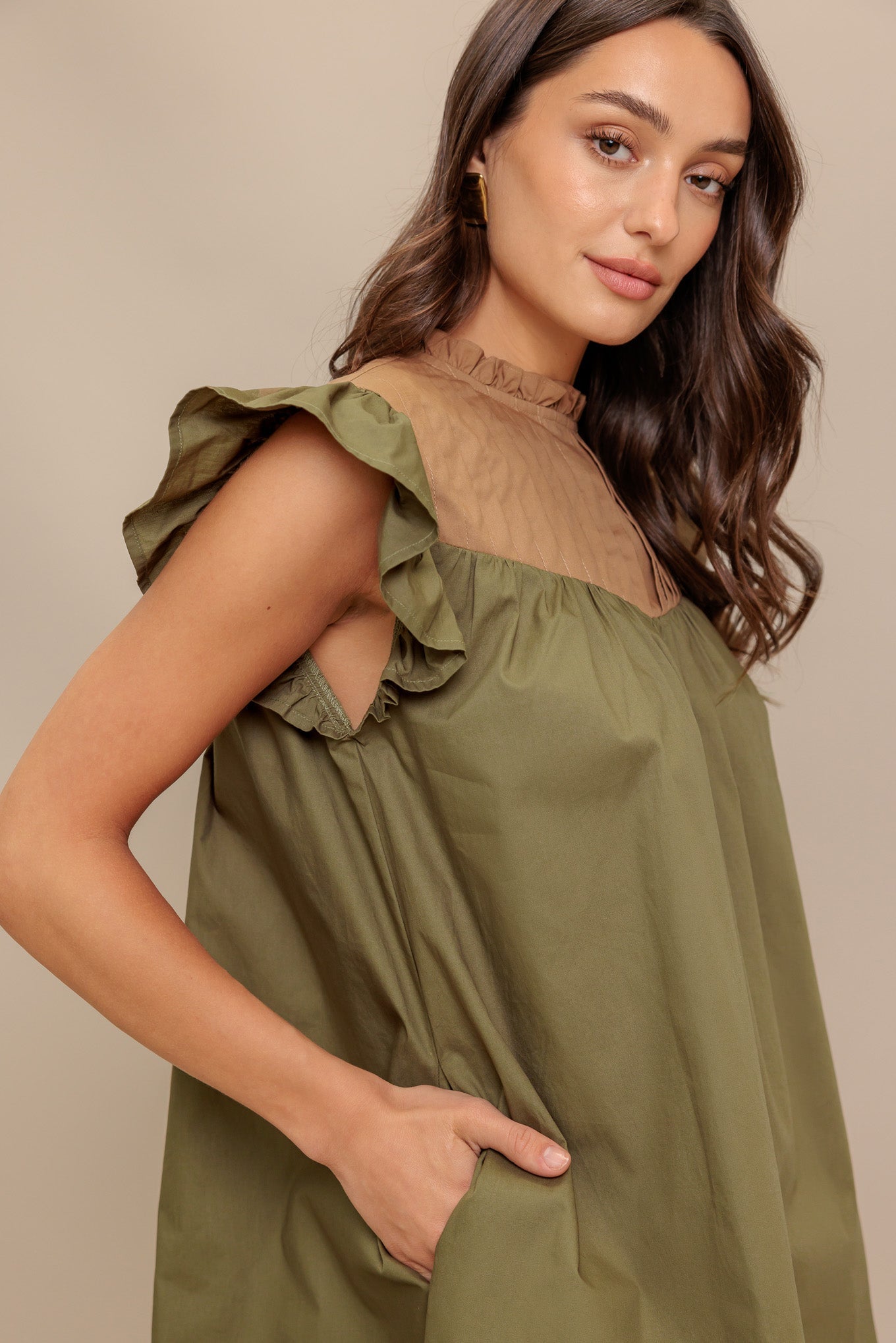 Forest Whisper Woven Mini Dress