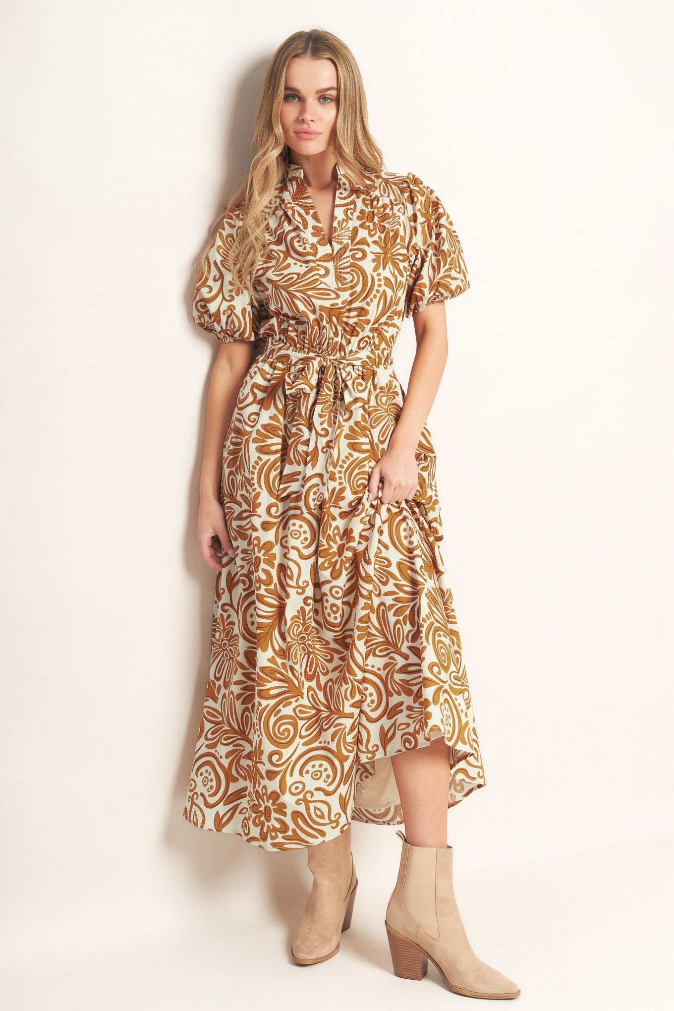 Cinnamon Garden Woven Midi Dress
