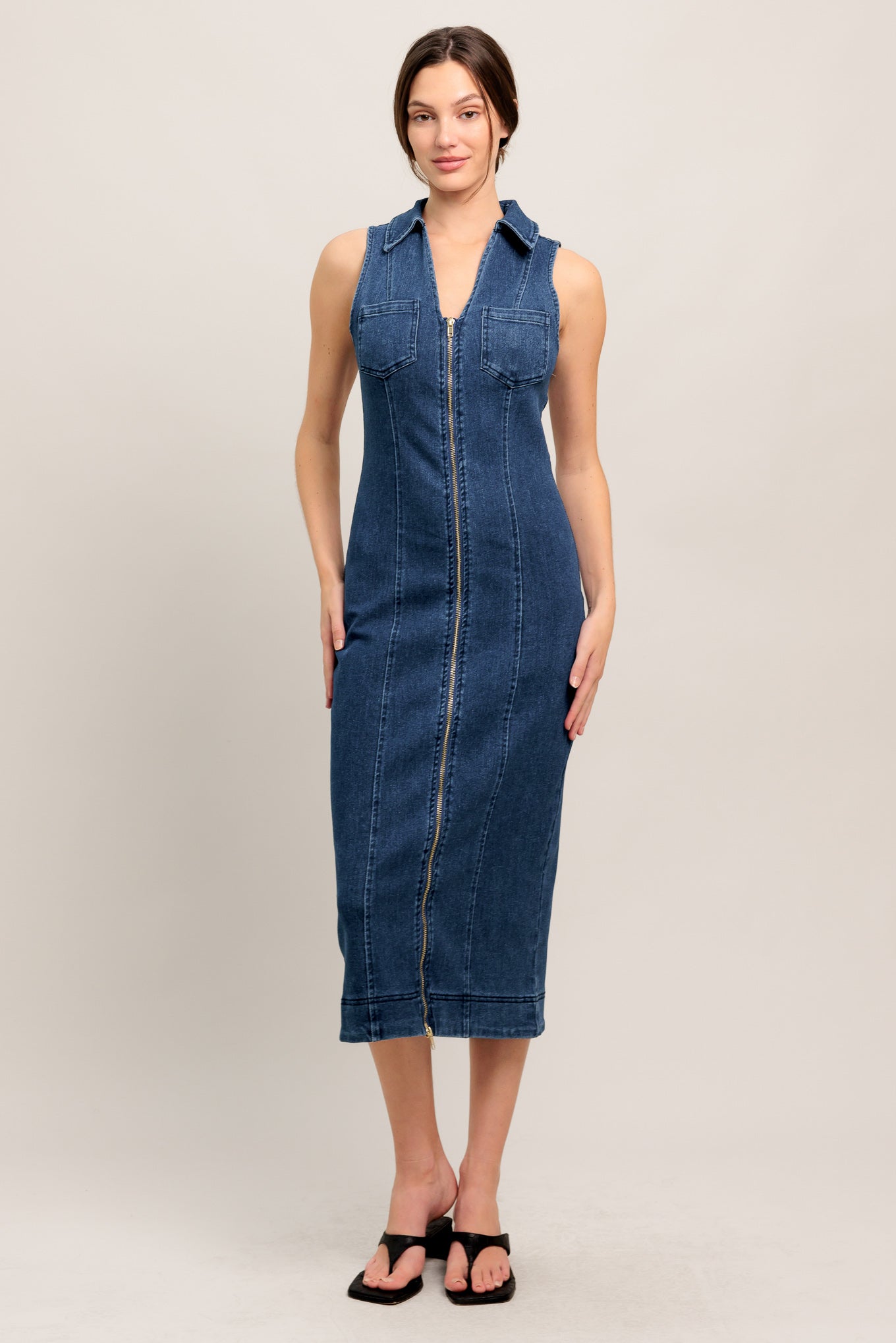 Everyday Edge Denim Midi Dress
