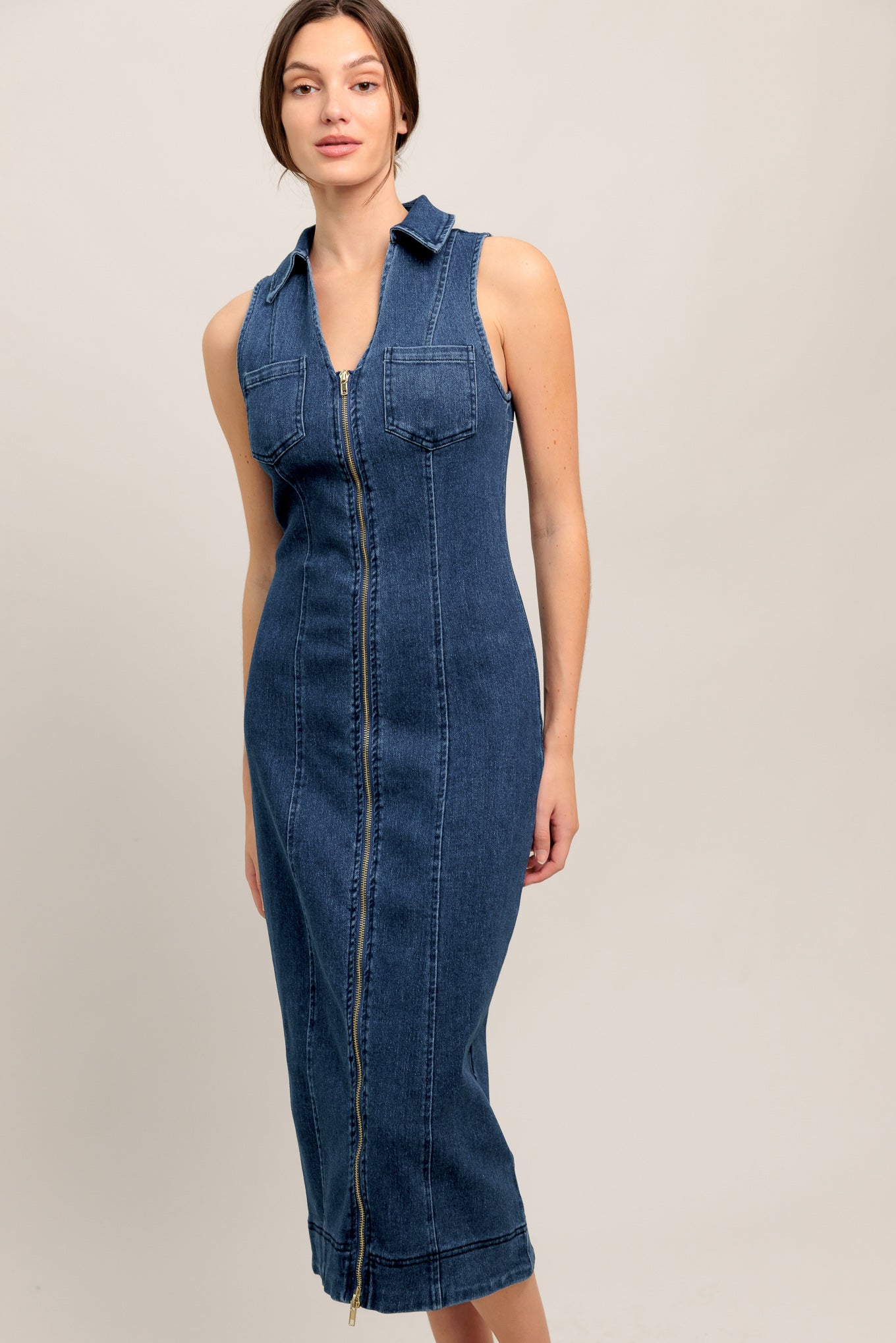 Everyday Edge Denim Midi Dress