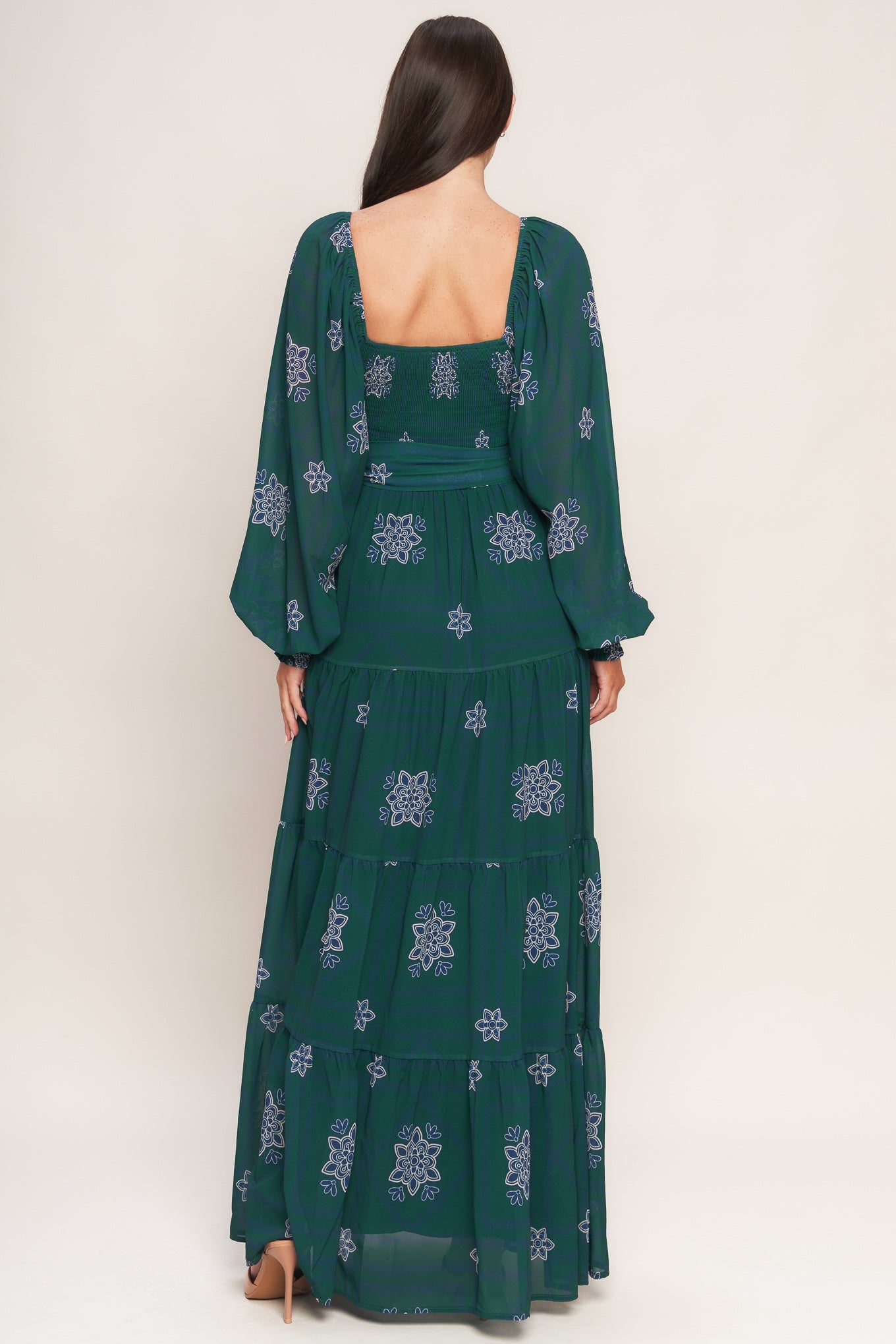 Azure Botanique Woven Maxi Dress