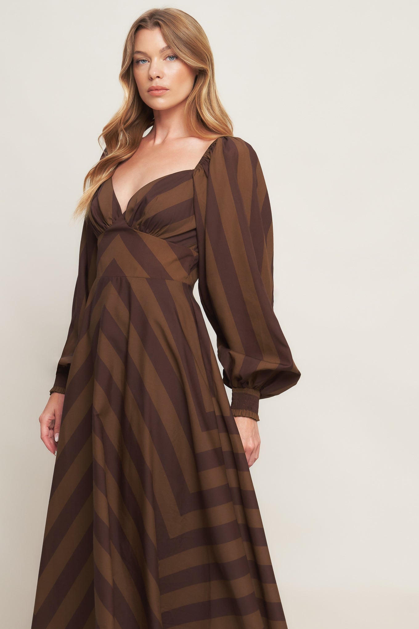 Brown Goddess Flow Woven Midi Dress