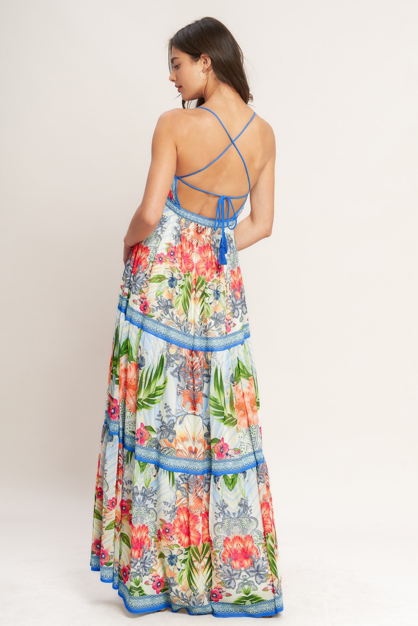 Fresh Botanical Scale Woven Maxi Dress