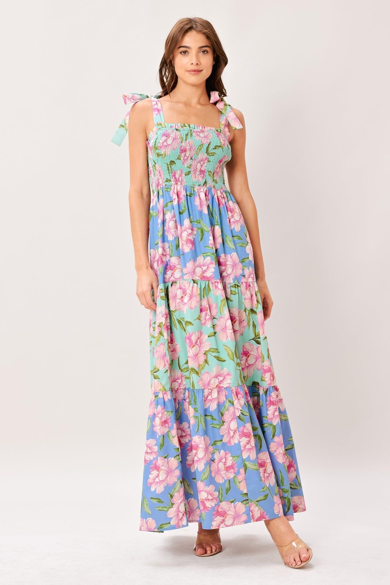 Pastel Glow Woven Maxi Dress