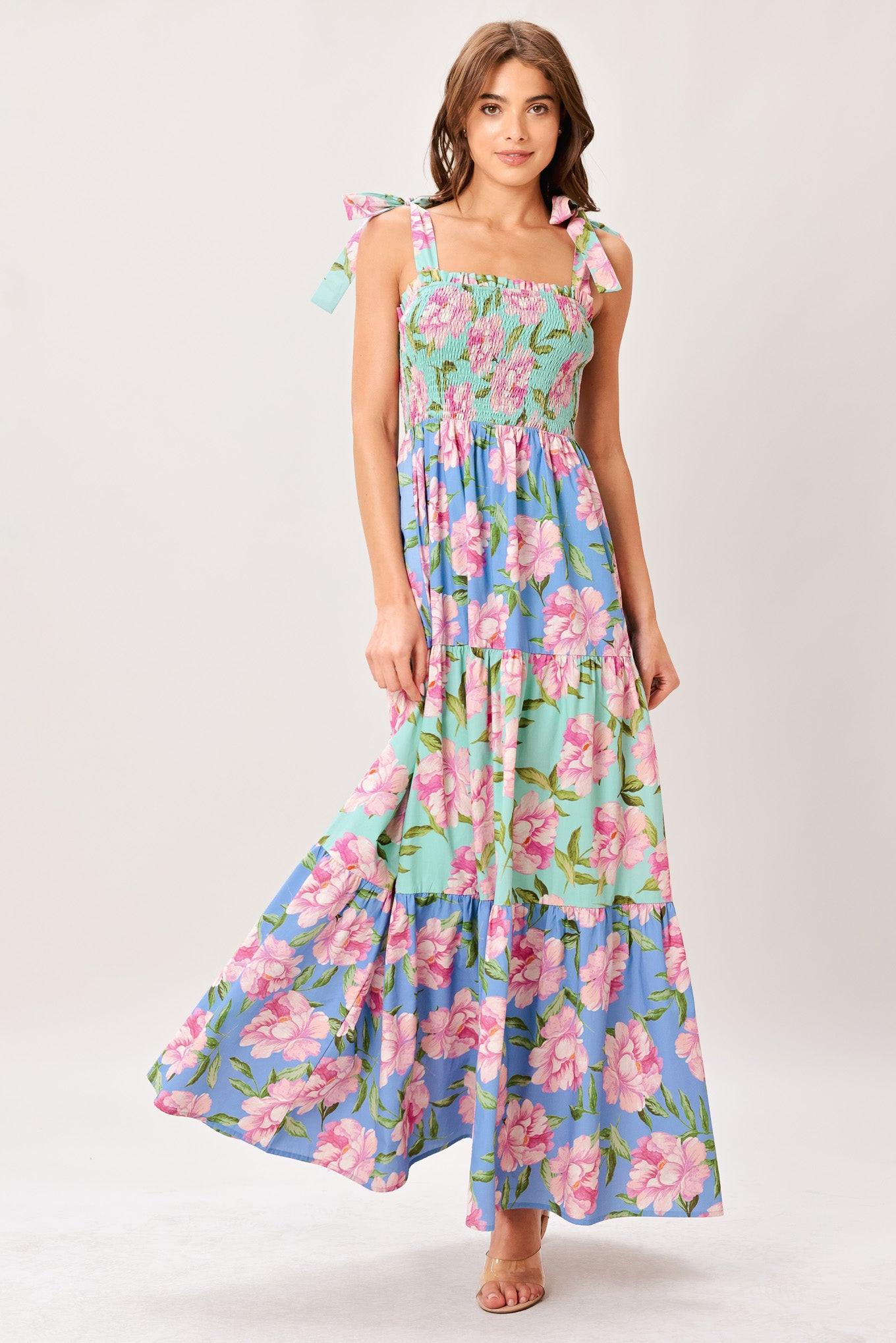 Pastel Glow Woven Maxi Dress