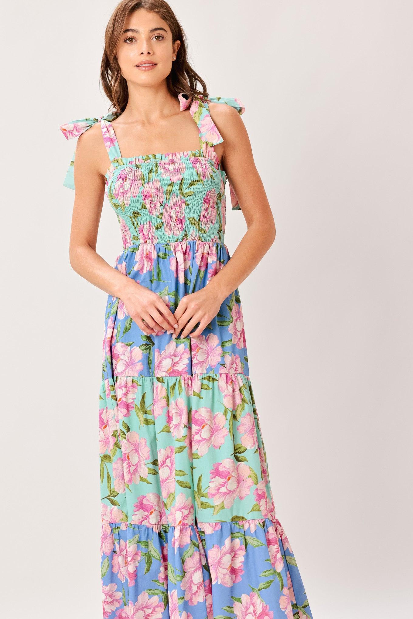 Pastel Glow Woven Maxi Dress