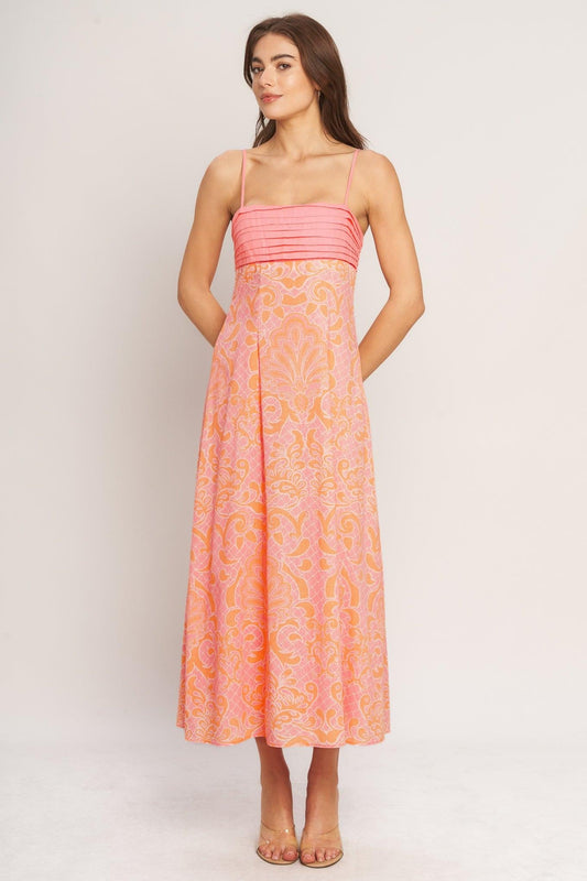 Island Sunset Charm Woven Midi Dress