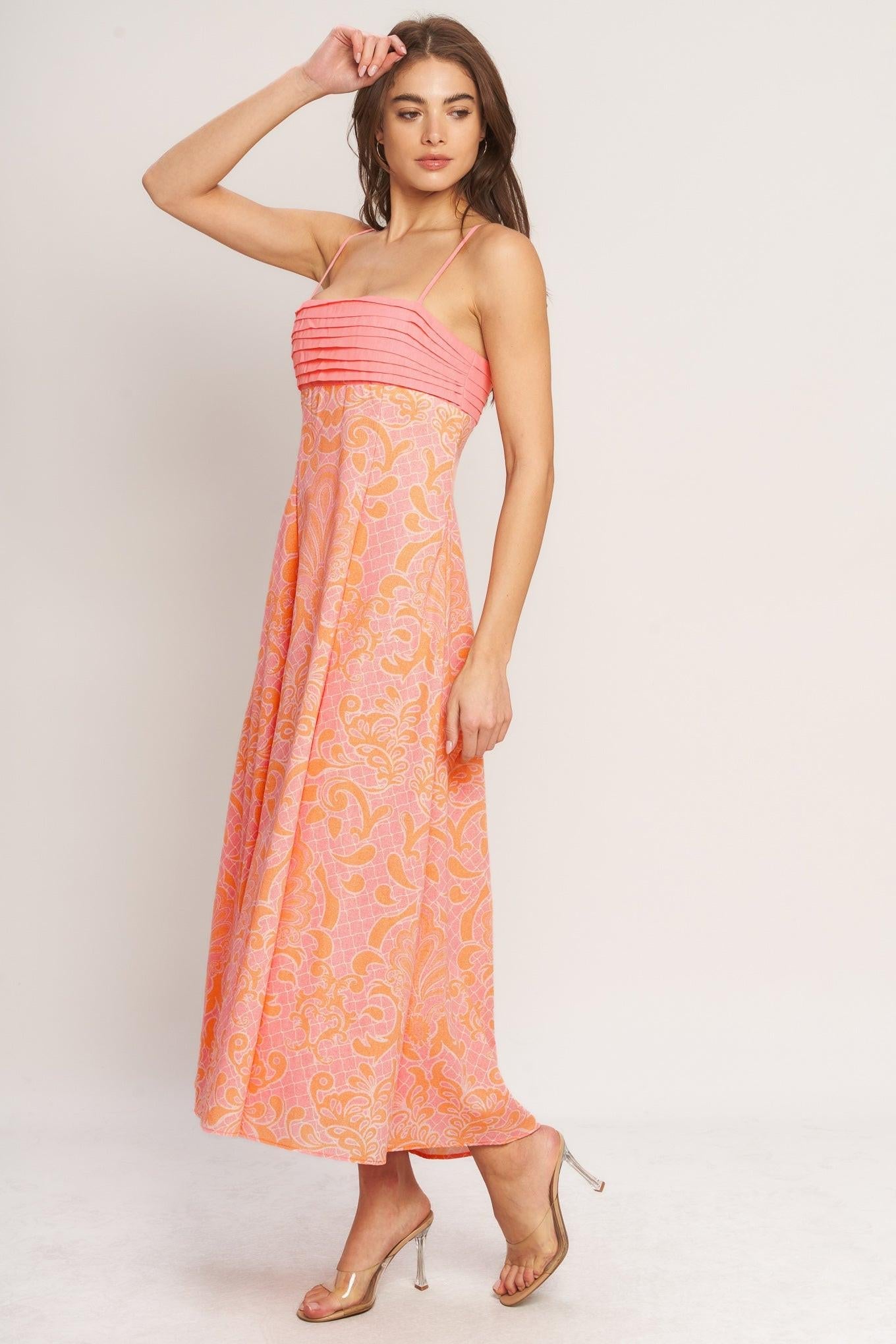 Island Sunset Charm Woven Midi Dress