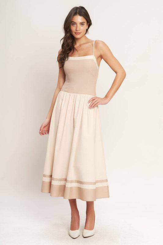 Spring Harmony Color Blocked Midi Dress