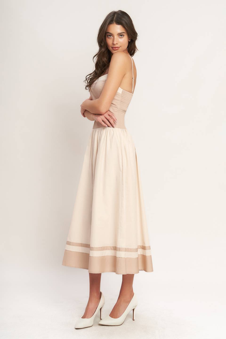 Spring Harmony Color Blocked Midi Dress