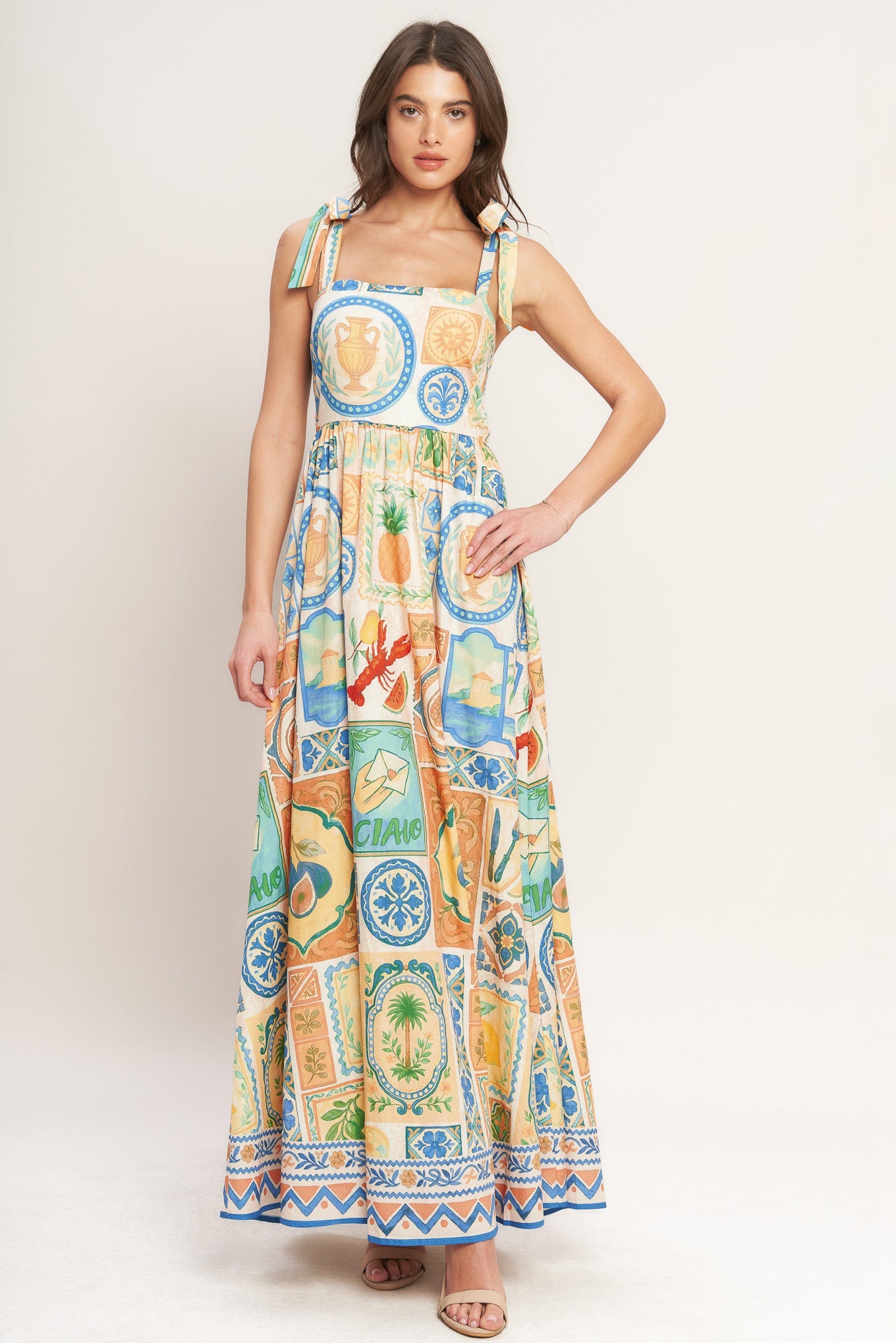 Amalfi Postcard Woven Maxi Dress