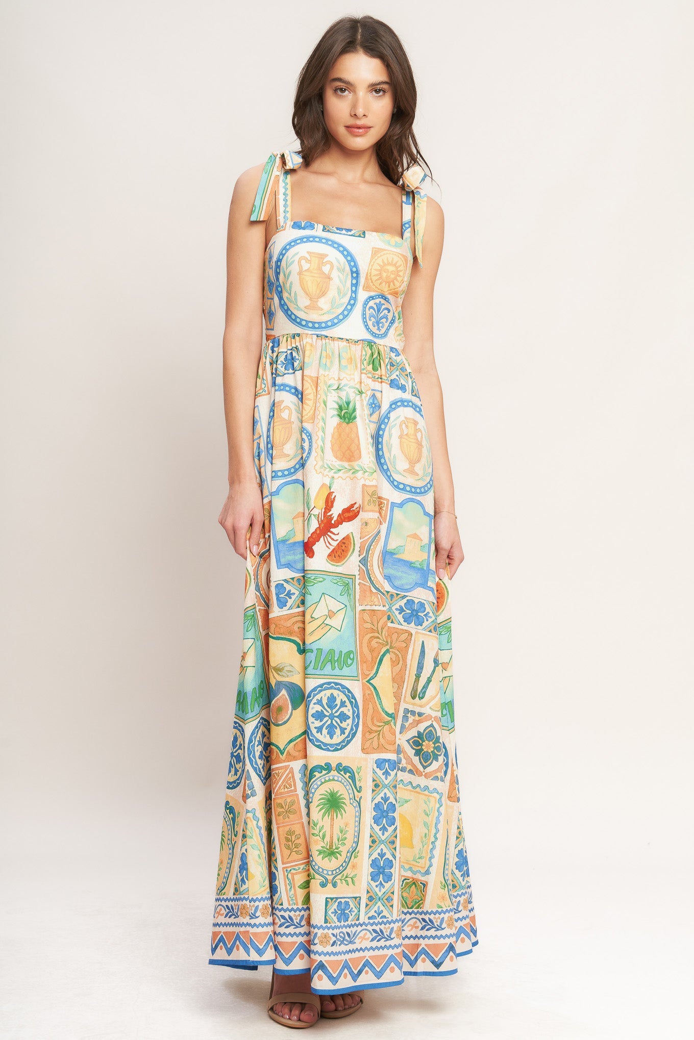 Amalfi Postcard Woven Maxi Dress