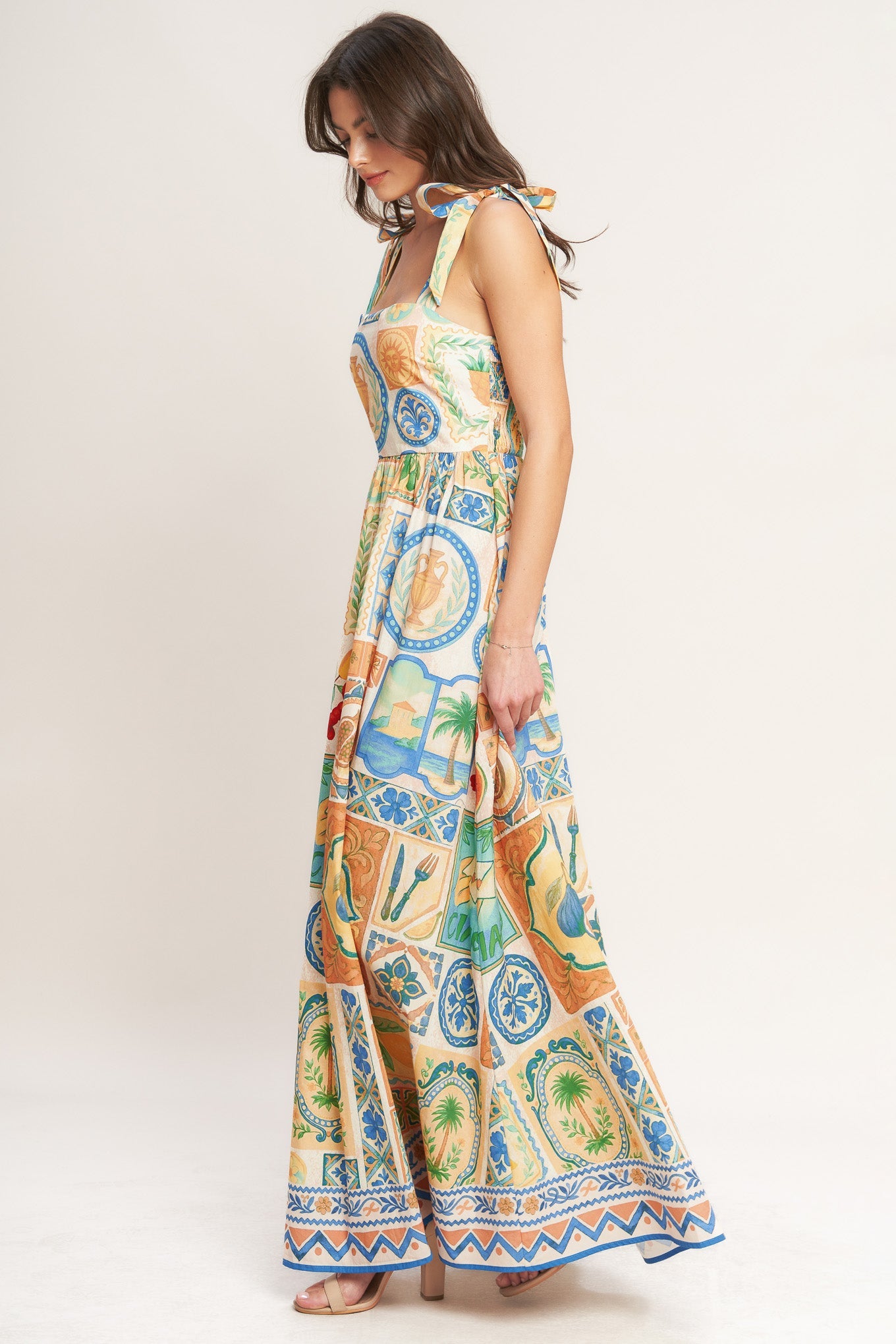 Amalfi Postcard Woven Maxi Dress