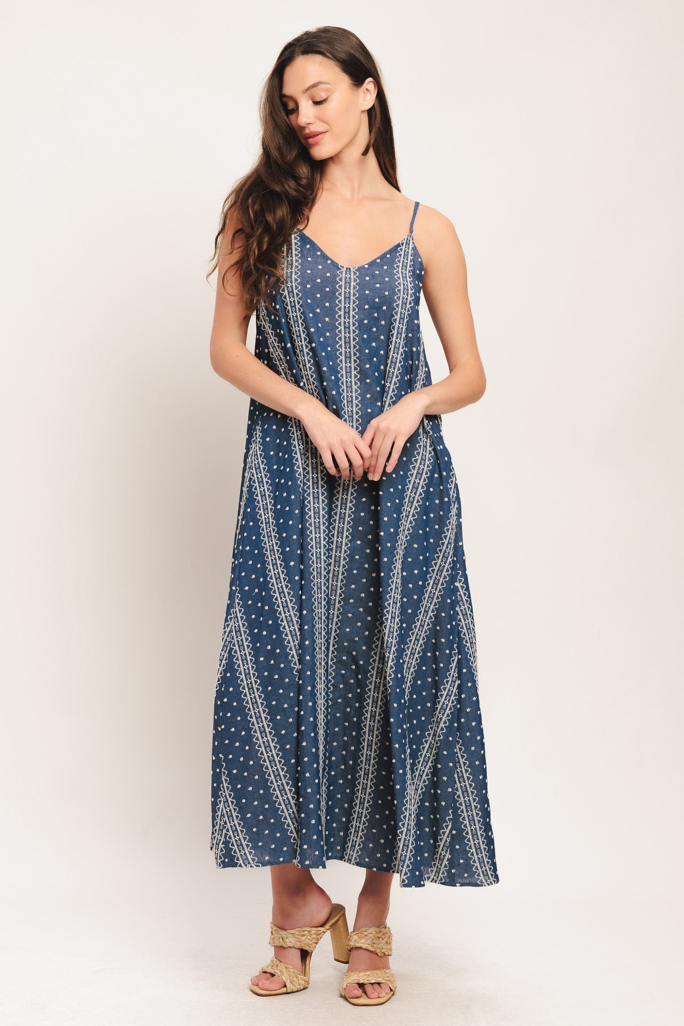 Handloom Sky Woven Midi Dress