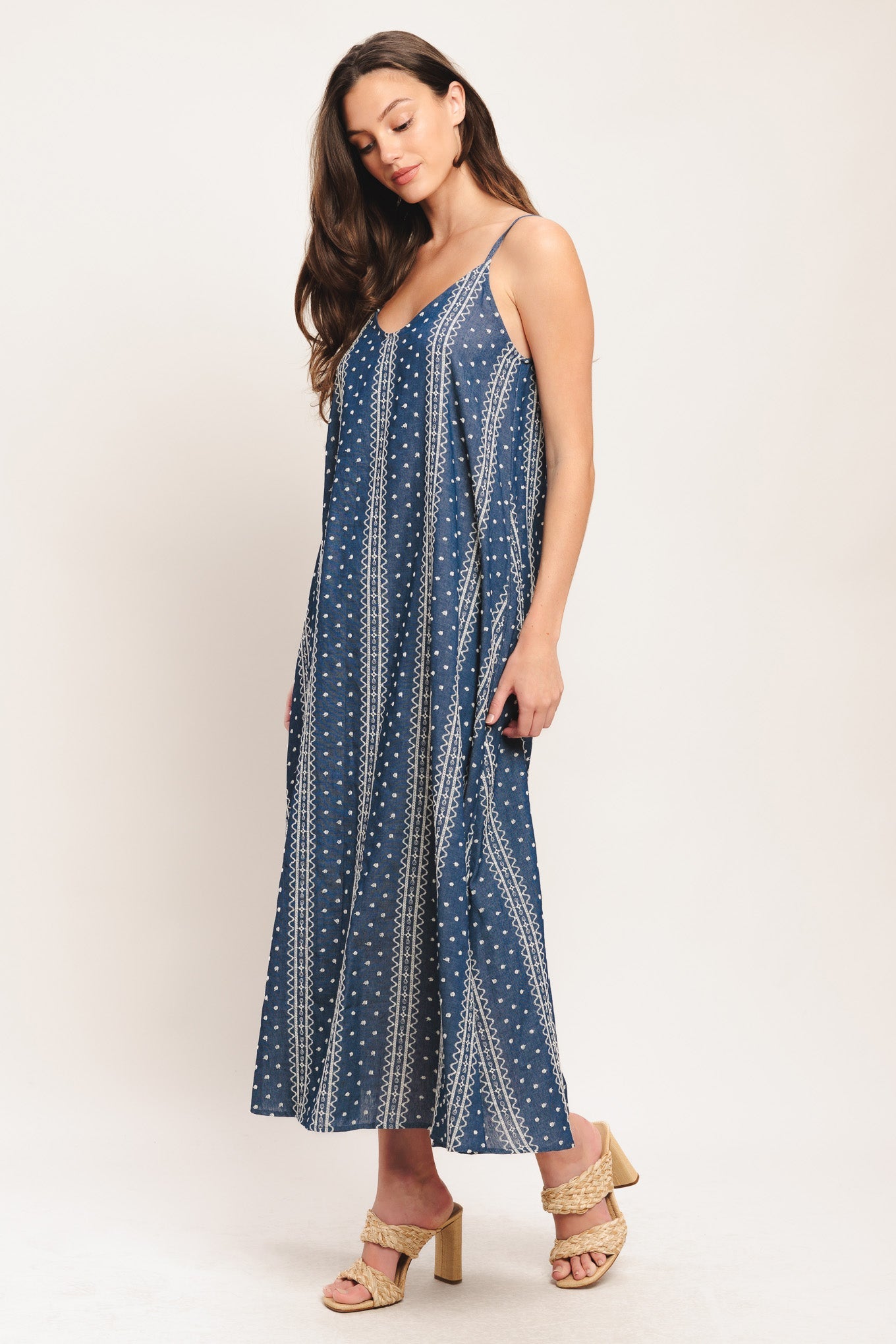 Handloom Sky Woven Midi Dress