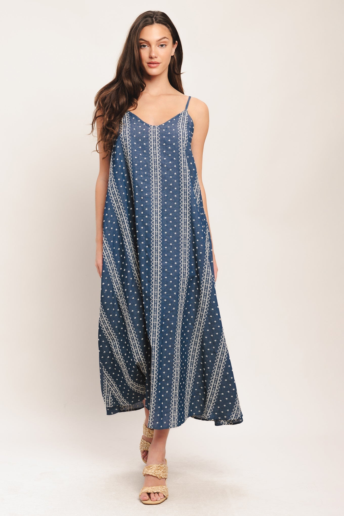 Handloom Sky Woven Midi Dress