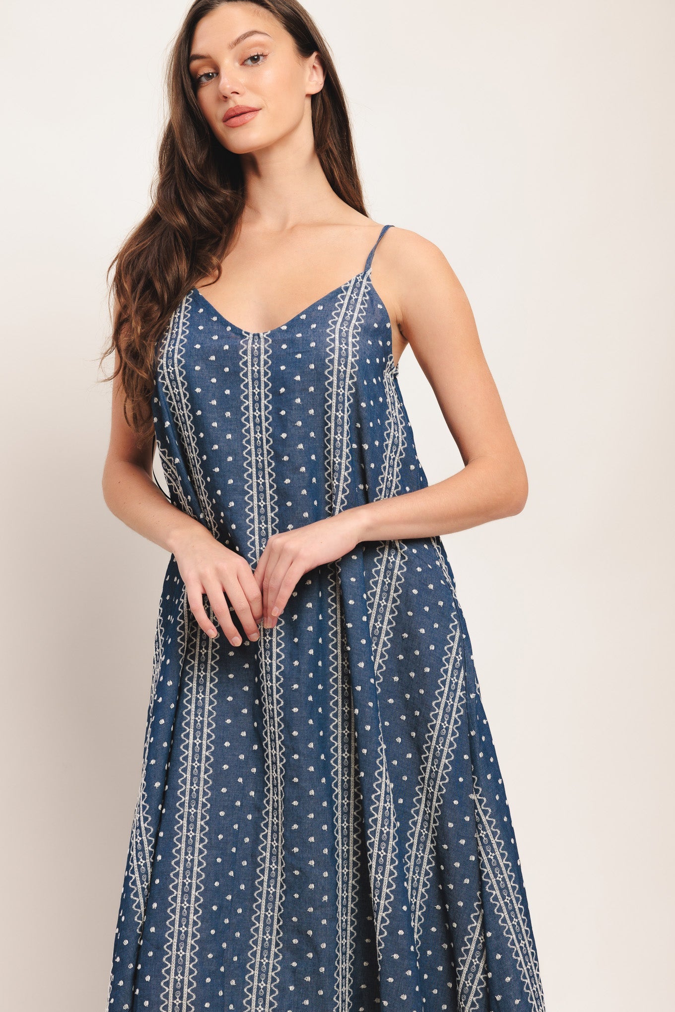 Handloom Sky Woven Midi Dress