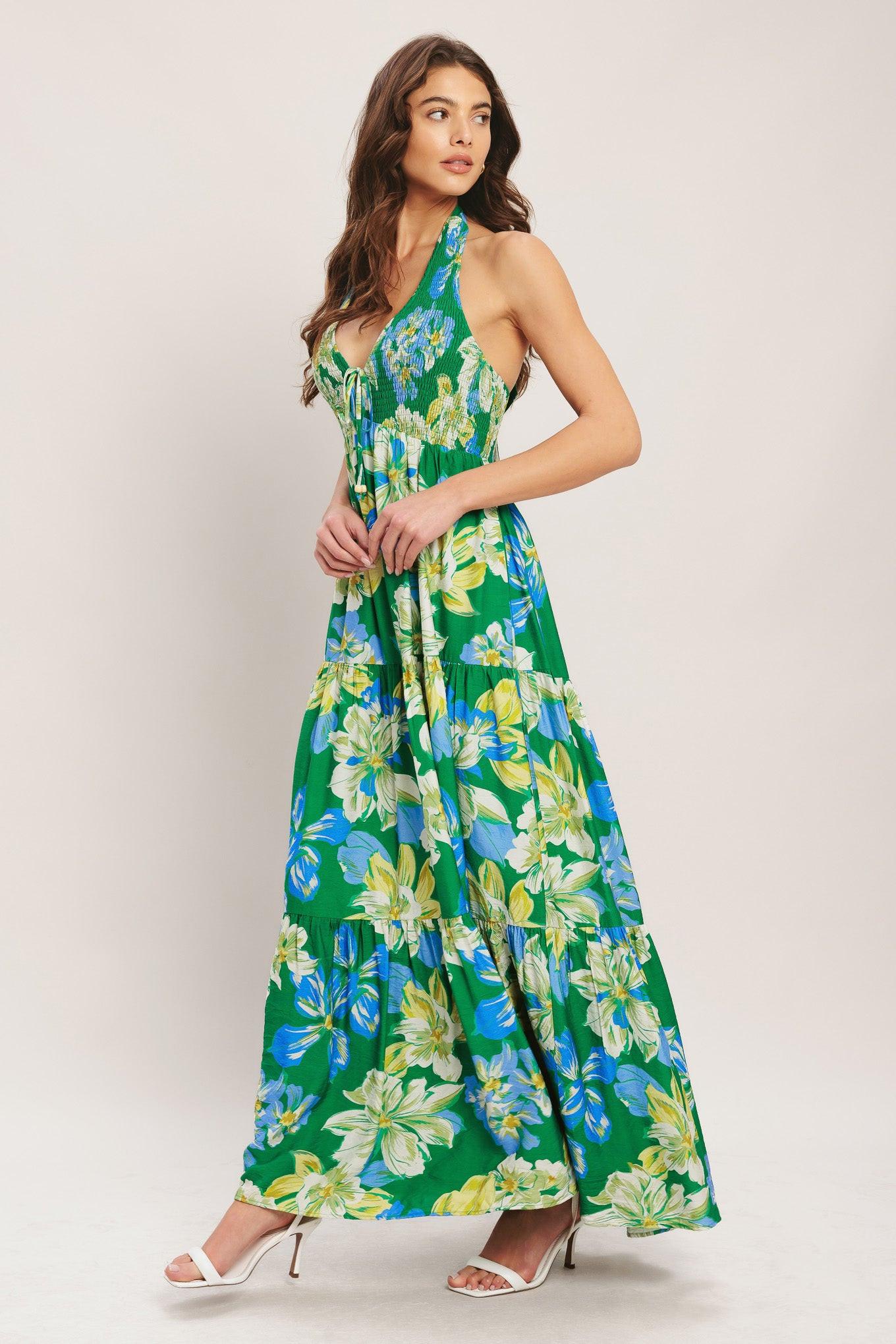Palm Shore Bloom Woven Maxi Dress