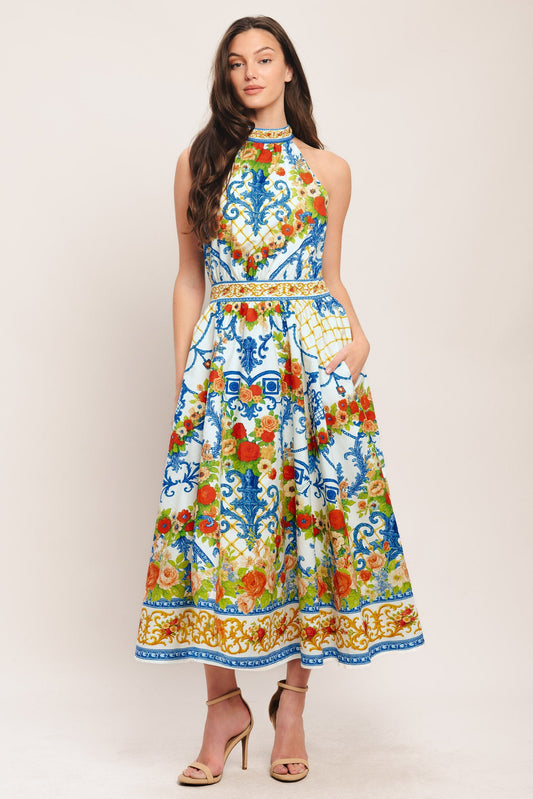 Ceramic Flora Woven Midi Dress