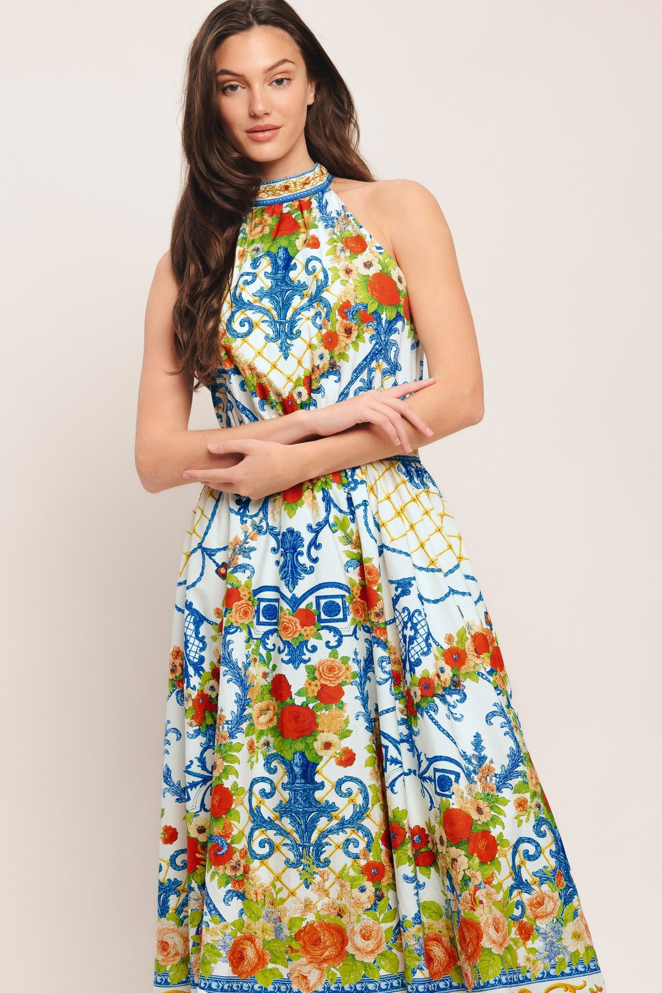 Ceramic Flora Woven Midi Dress