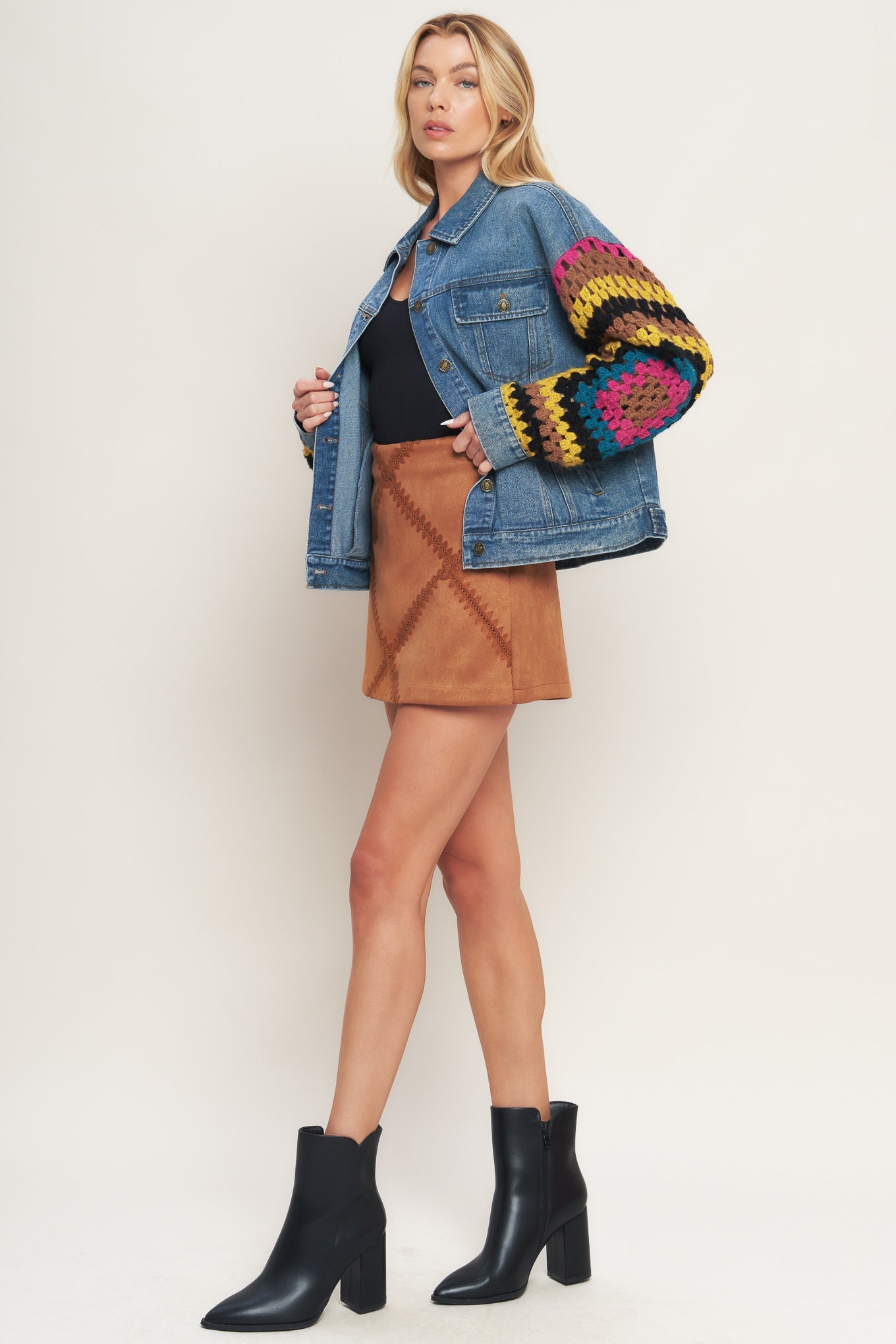 Festival Weave Washed Denim Jacket